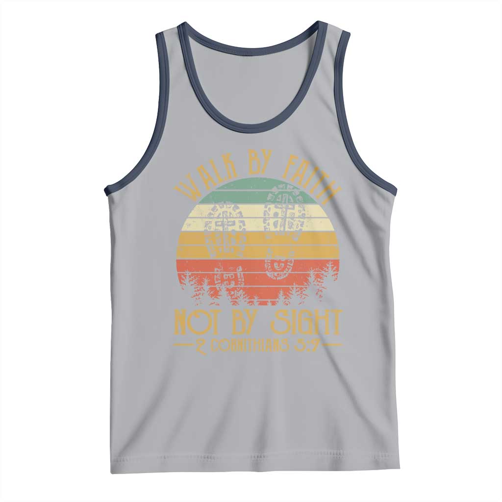 Christian Tank Top Walk By Faith Not By Sight Retro TS09 Athletic Heather Navy Print Your Wear