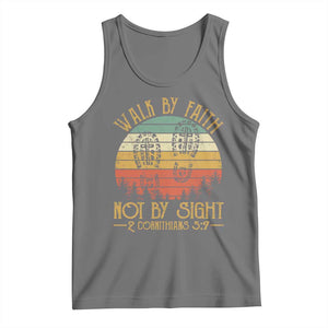 Christian Tank Top Walk By Faith Not By Sight Retro TS09 Black Heather Print Your Wear
