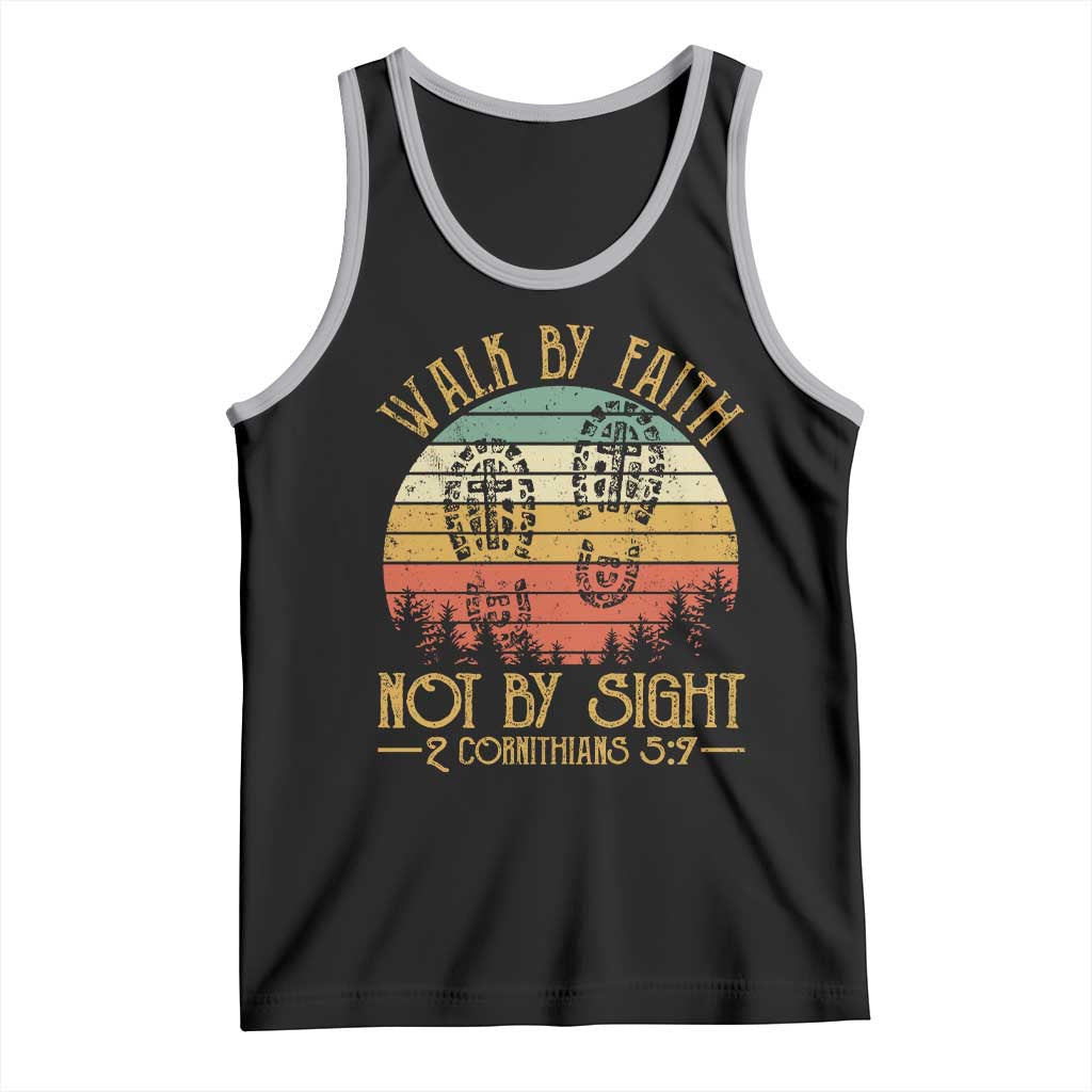 Christian Tank Top Walk By Faith Not By Sight Retro TS09 Black Athletic Heather Print Your Wear