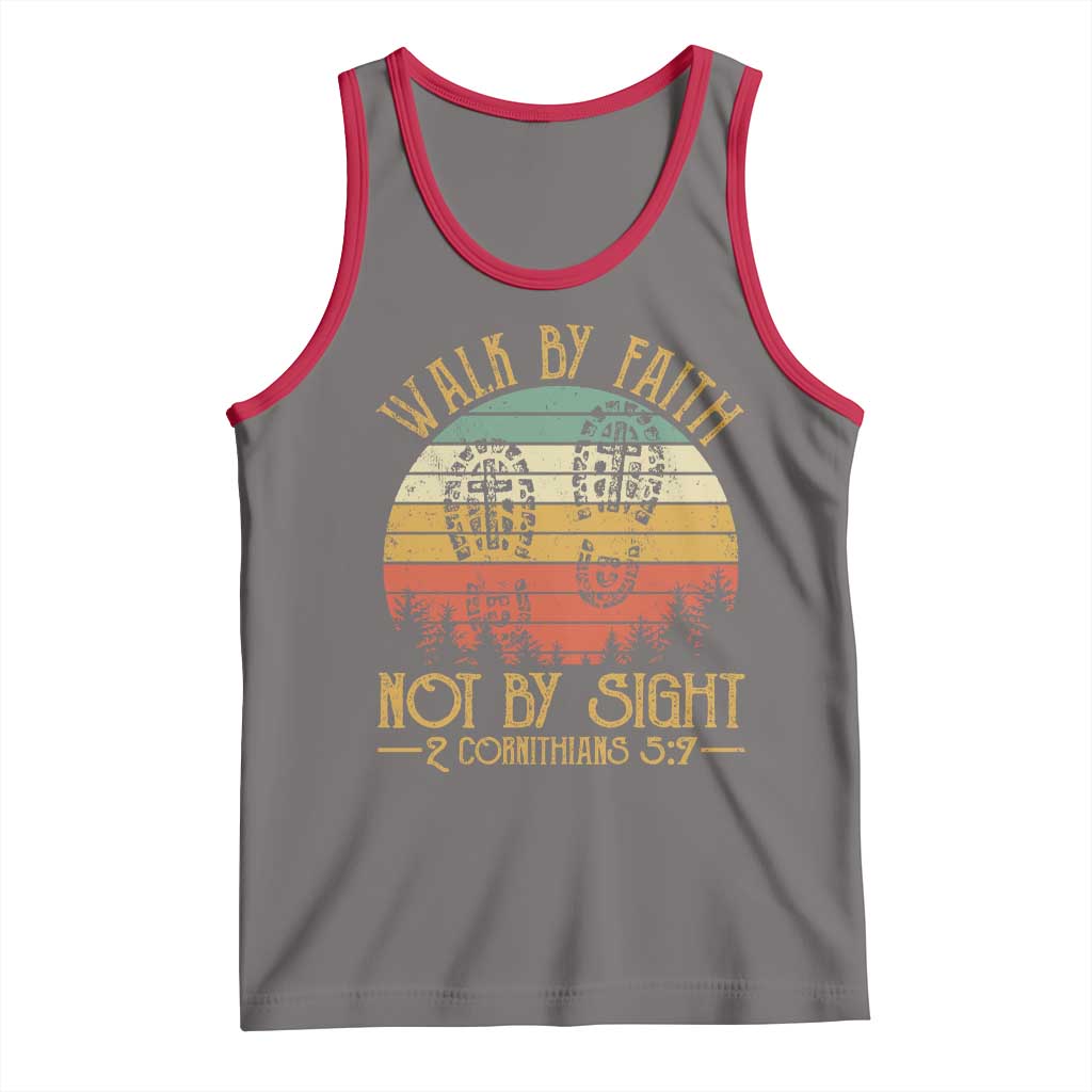 Christian Tank Top Walk By Faith Not By Sight Retro TS09 Deep Heather Red Print Your Wear