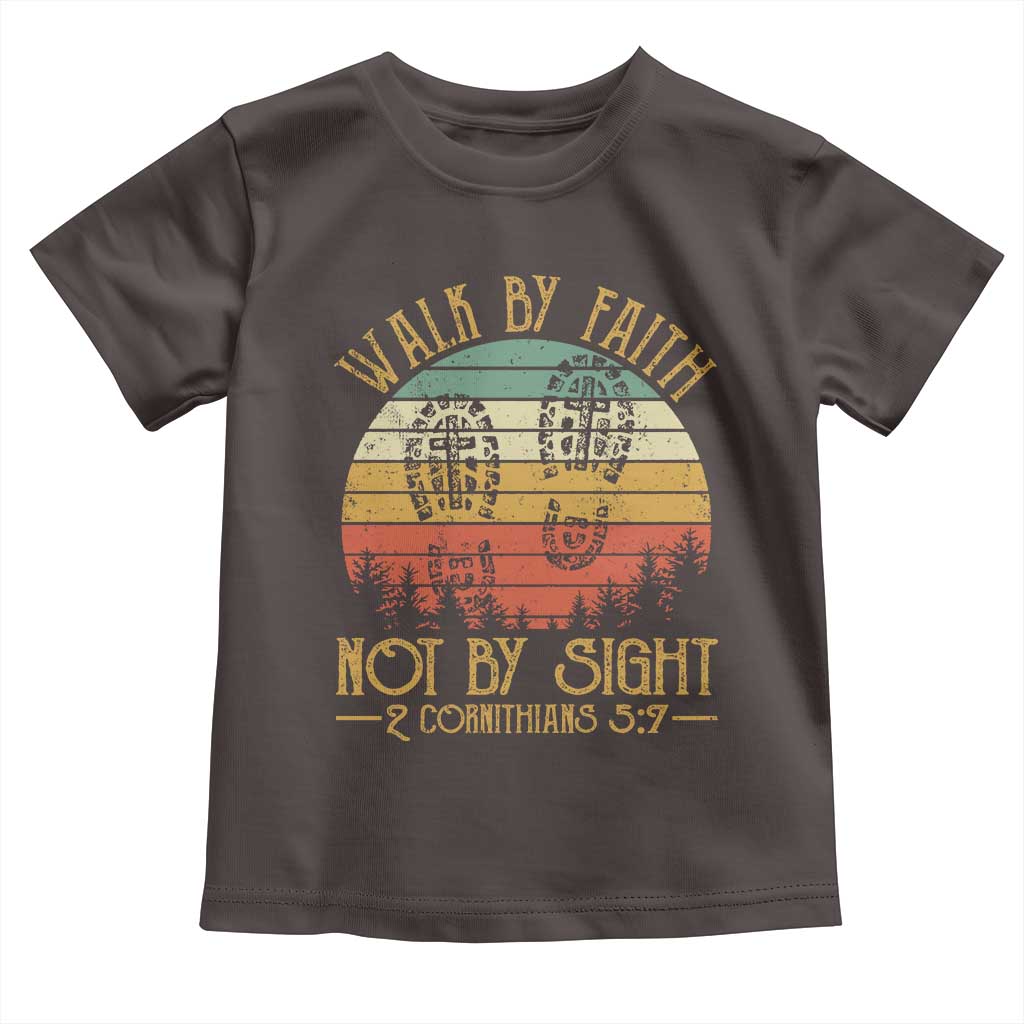 Christian Toddler T Shirt Walk By Faith Not By Sight Retro TS09 Dark Chocolate Print Your Wear