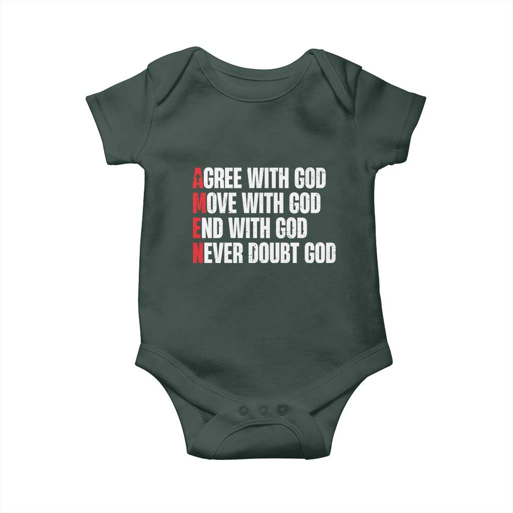 Christian Baby Onesie Amen Agree Move End With God Never Doubt God TS09 Print Your Wear