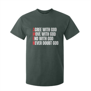 Christian T Shirt For Kids - Amen Agree Move End With God Never Doubt Faith Tee TS09 Dark Forest Green Print Your Wear