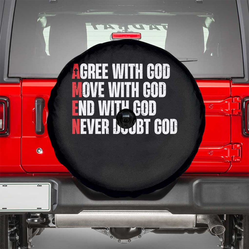 Christian Spare Tire Cover Amen Agree Move End With God Never Doubt God TS09 Black Print Your Wear
