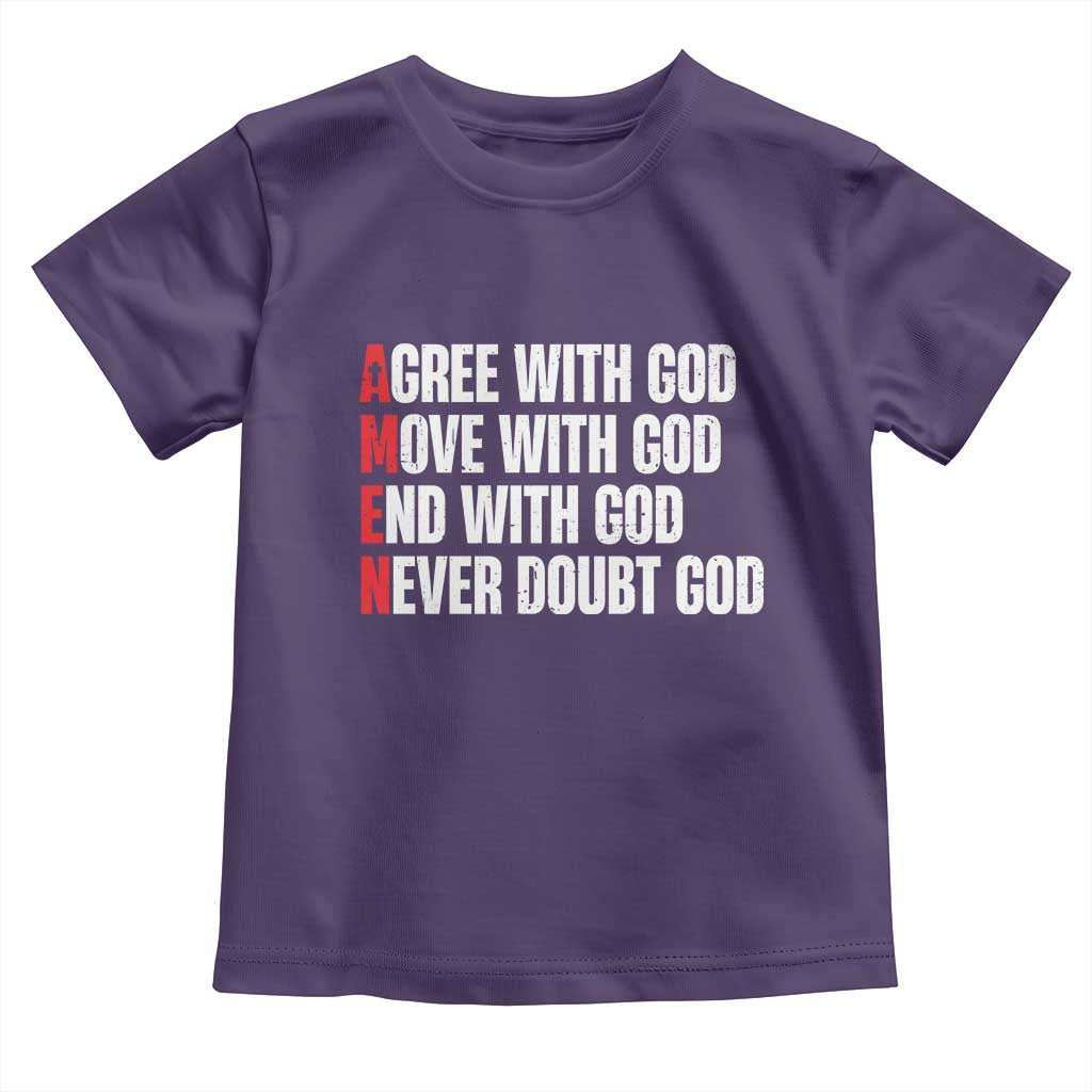 Christian Toddler T Shirt Amen Agree Move End With God Never Doubt God TS09 Purple Print Your Wear