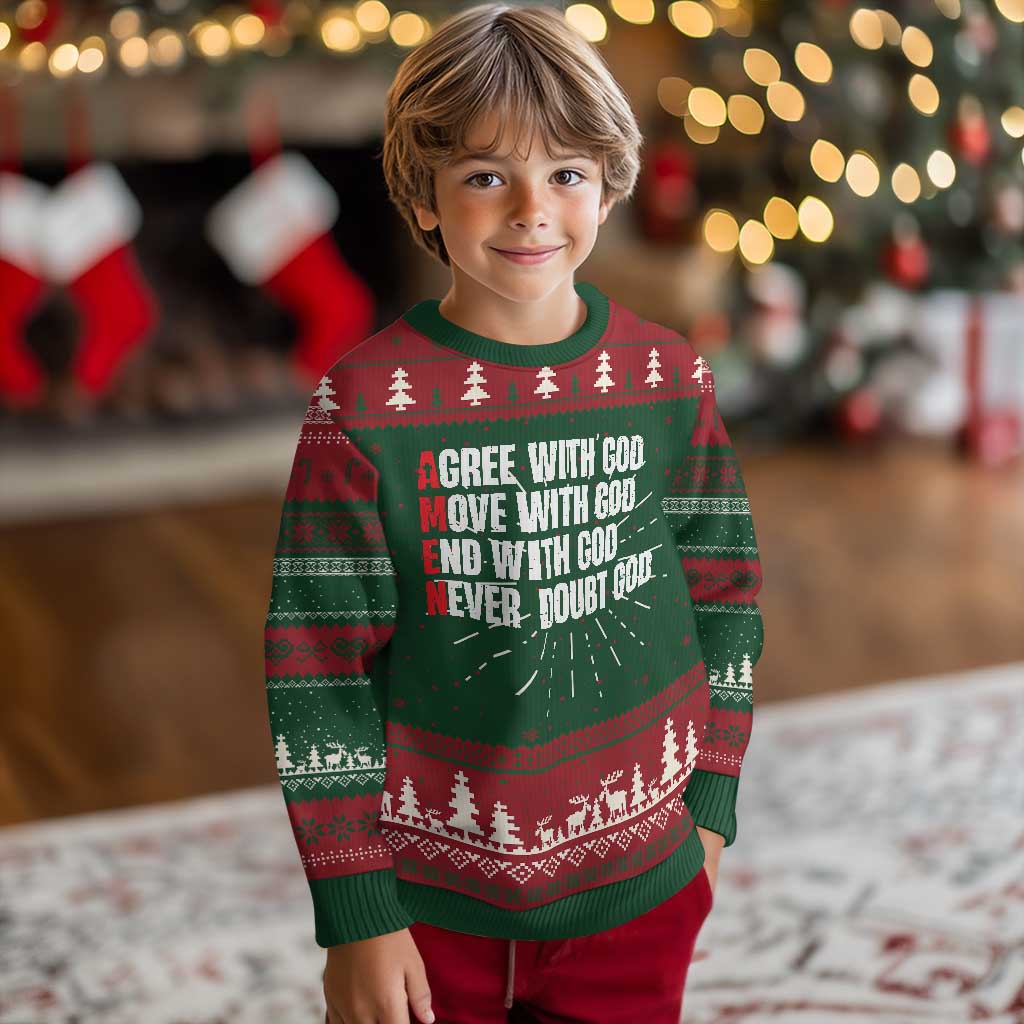 Christian Ugly Christmas Sweater Amen Agree Move End With God Never Doubt God TS09 Christmas Print Your Wear