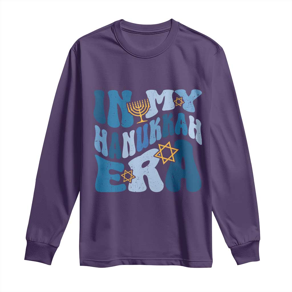 In My Hanukkah Era Long Sleeve Shirt Groovy Chanukkah Jewish TS09 Purple Print Your Wear