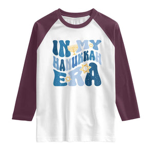 In My Hanukkah Era Raglan Shirt Groovy Chanukkah Jewish TS09 White Maroon Print Your Wear