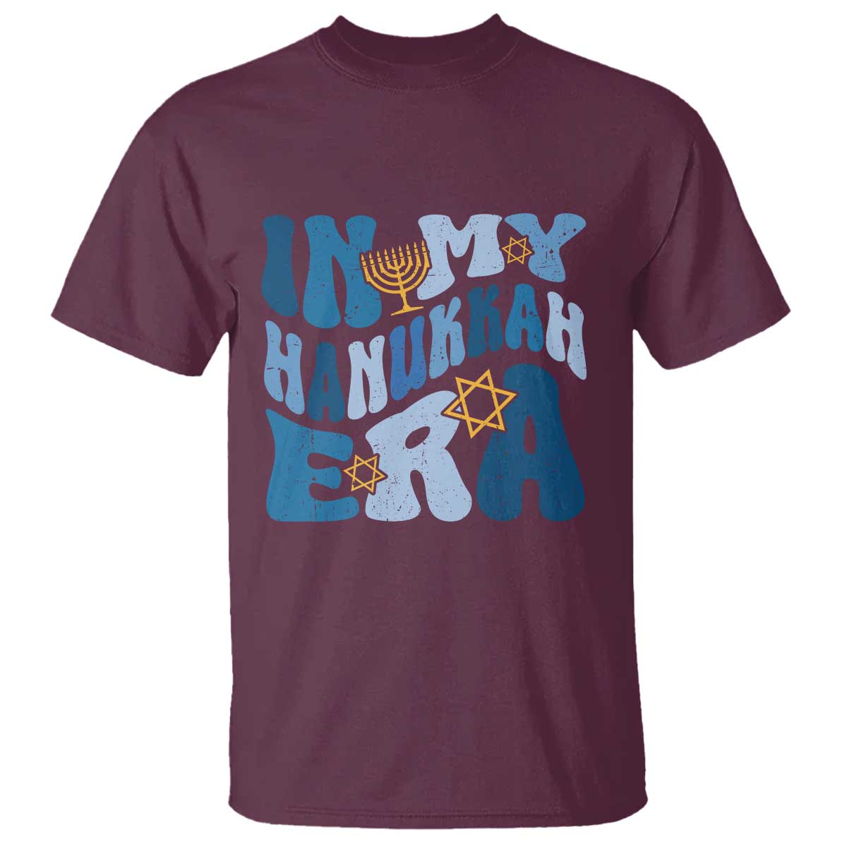 In My Hanukkah Era T Shirt Groovy Chanukkah Jewish TS09 Maroon Print Your Wear