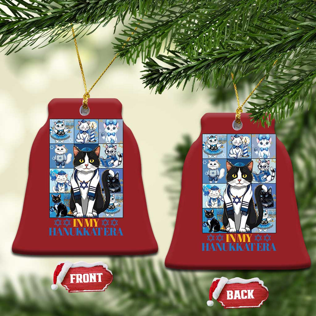 Hanukkah Cat Christmas Ornament In My Hanukkat Era Cute Jewish Cats TS09 Bell Flake Red Print Your Wear