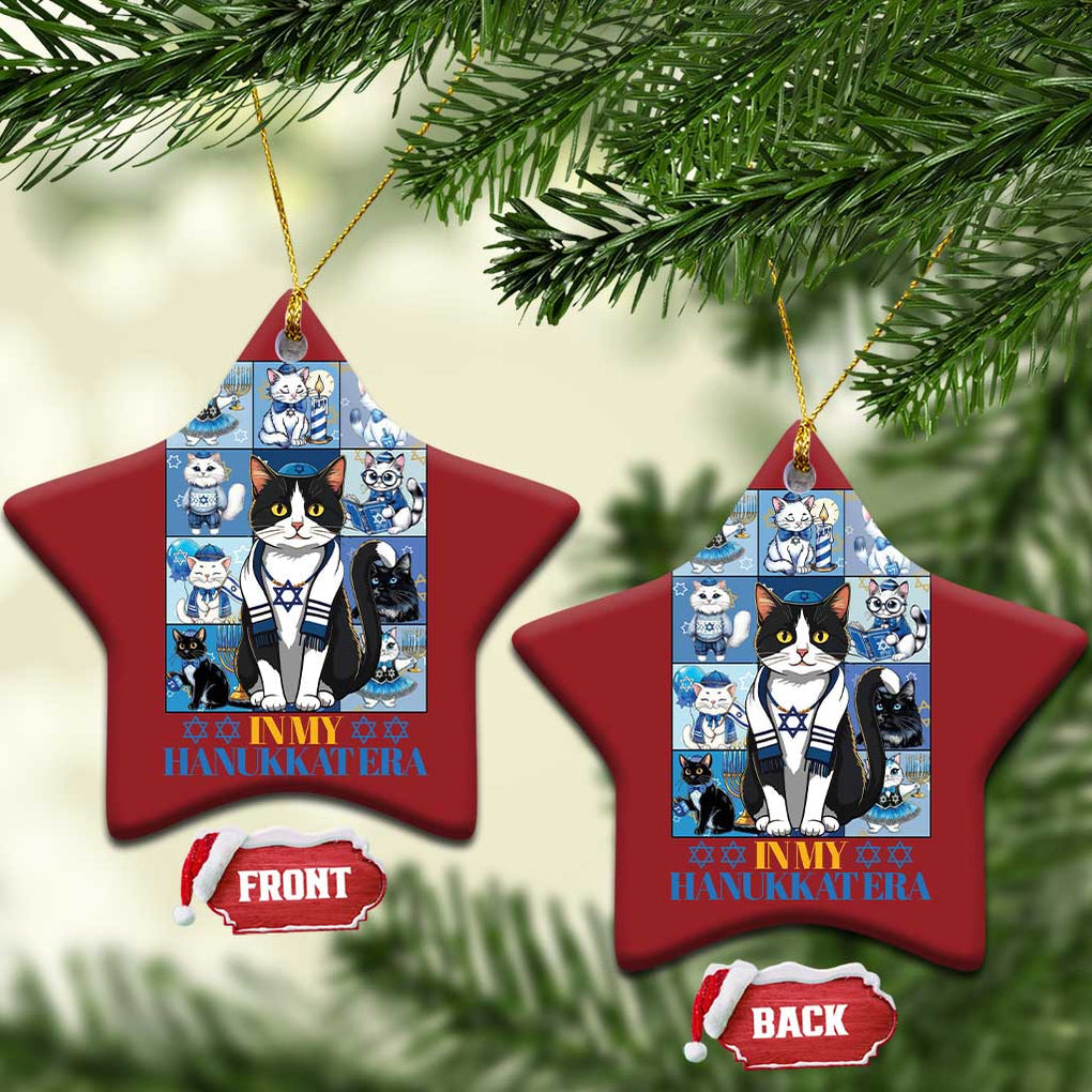 Hanukkah Cat Christmas Ornament In My Hanukkat Era Cute Jewish Cats TS09 Star Red Print Your Wear