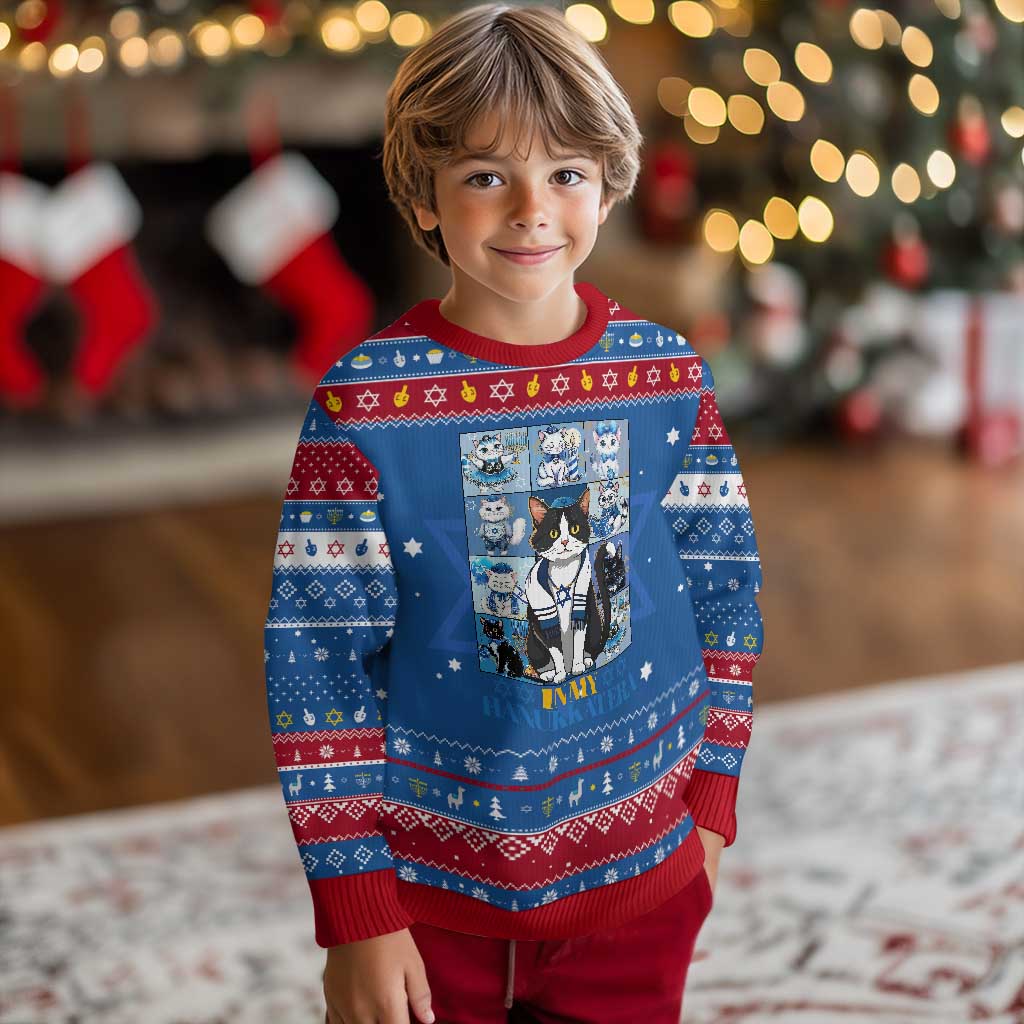 In My Hanukkat Era Cat Hanukkah Ugly Sweater Cute Jewish Cats TS09 Blue Red Print Your Wear