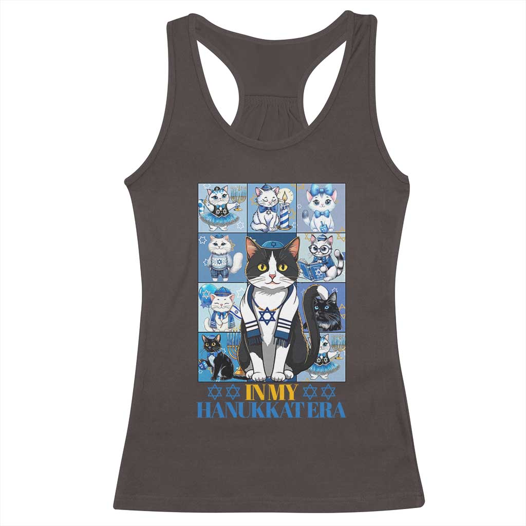 Hanukkah Cat Racerback Tank Top In My Hanukkat Era Cute Jewish Cats TS09 Dark Chocolate Print Your Wear