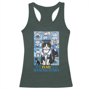 Hanukkah Cat Racerback Tank Top In My Hanukkat Era Cute Jewish Cats TS09 Dark Forest Green Print Your Wear