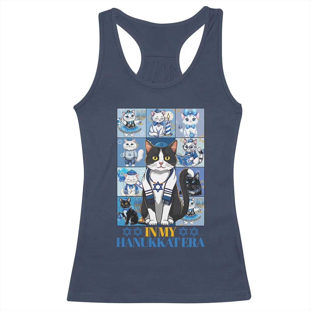 Hanukkah Cat Racerback Tank Top In My Hanukkat Era Cute Jewish Cats TS09 Navy Print Your Wear