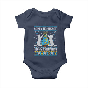 Hanukkah Christmas Cat Baby Onesie Happy Hanukkat Meowy Christmas TS09 Navy Print Your Wear