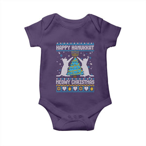 Hanukkah Christmas Cat Baby Onesie Happy Hanukkat Meowy Christmas TS09 Purple Print Your Wear