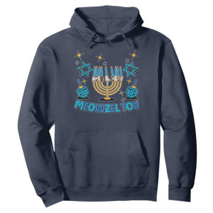 Funny Hanukkah Cat Hoodie Meowzel Tov Jewish Chanukkah TS09 Navy Print Your Wear