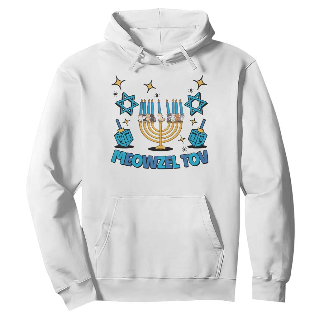 Funny Hanukkah Cat Hoodie Meowzel Tov Jewish Chanukkah TS09 White Print Your Wear