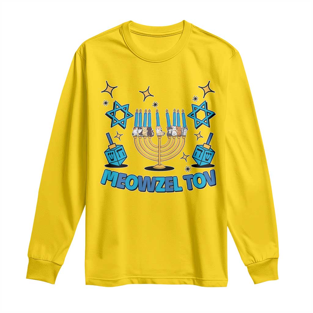 Funny Hanukkah Cat Long Sleeve Shirt Meowzel Tov Jewish Chanukkah TS09 Daisy Print Your Wear