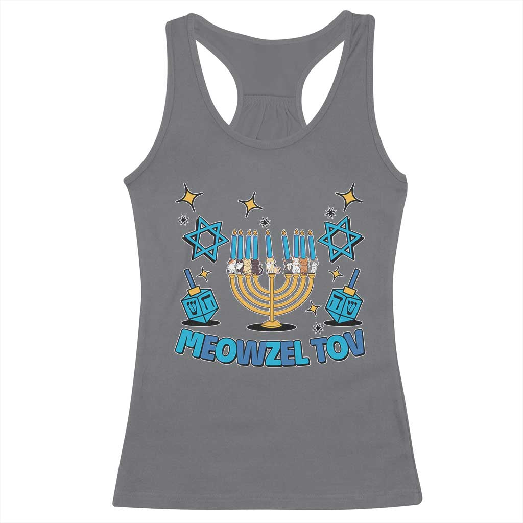 Funny Hanukkah Cat Racerback Tank Top Meowzel Tov Jewish Chanukkah TS09 Charcoal Print Your Wear