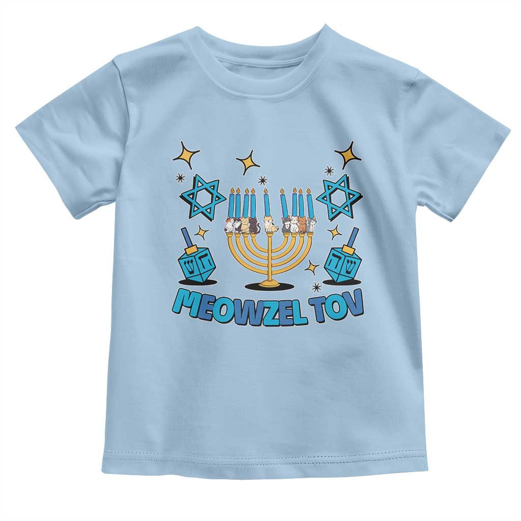 Funny Hanukkah Cat Toddler T Shirt Meowzel Tov Jewish Chanukkah TS09 Light Blue Print Your Wear