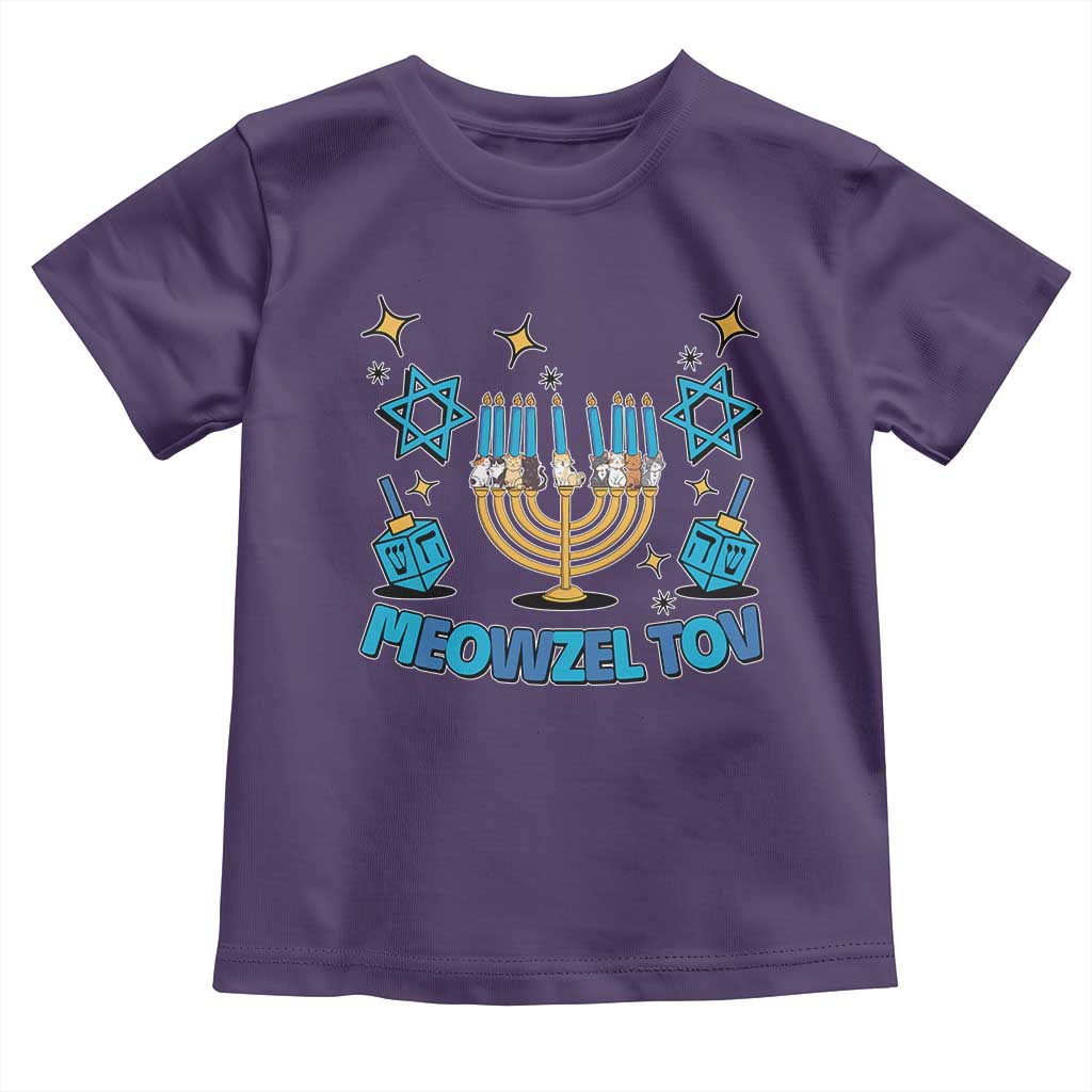 Funny Hanukkah Cat Toddler T Shirt Meowzel Tov Jewish Chanukkah TS09 Purple Print Your Wear
