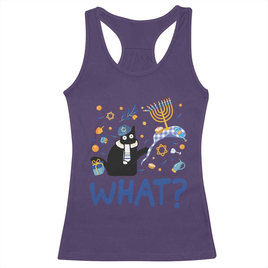 Funny Hanukkah Cat What Racerback Tank Top TS09 Purple Print Your Wear