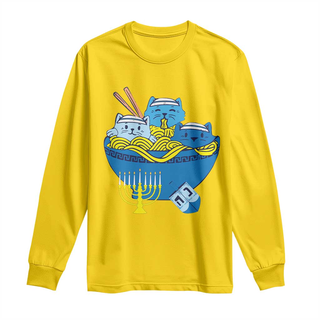 Funny Hanukkah Cat Long Sleeve Shirt Kawaii Cat Eating Ramen Anime Jewish Kitten TS09 Daisy Print Your Wear