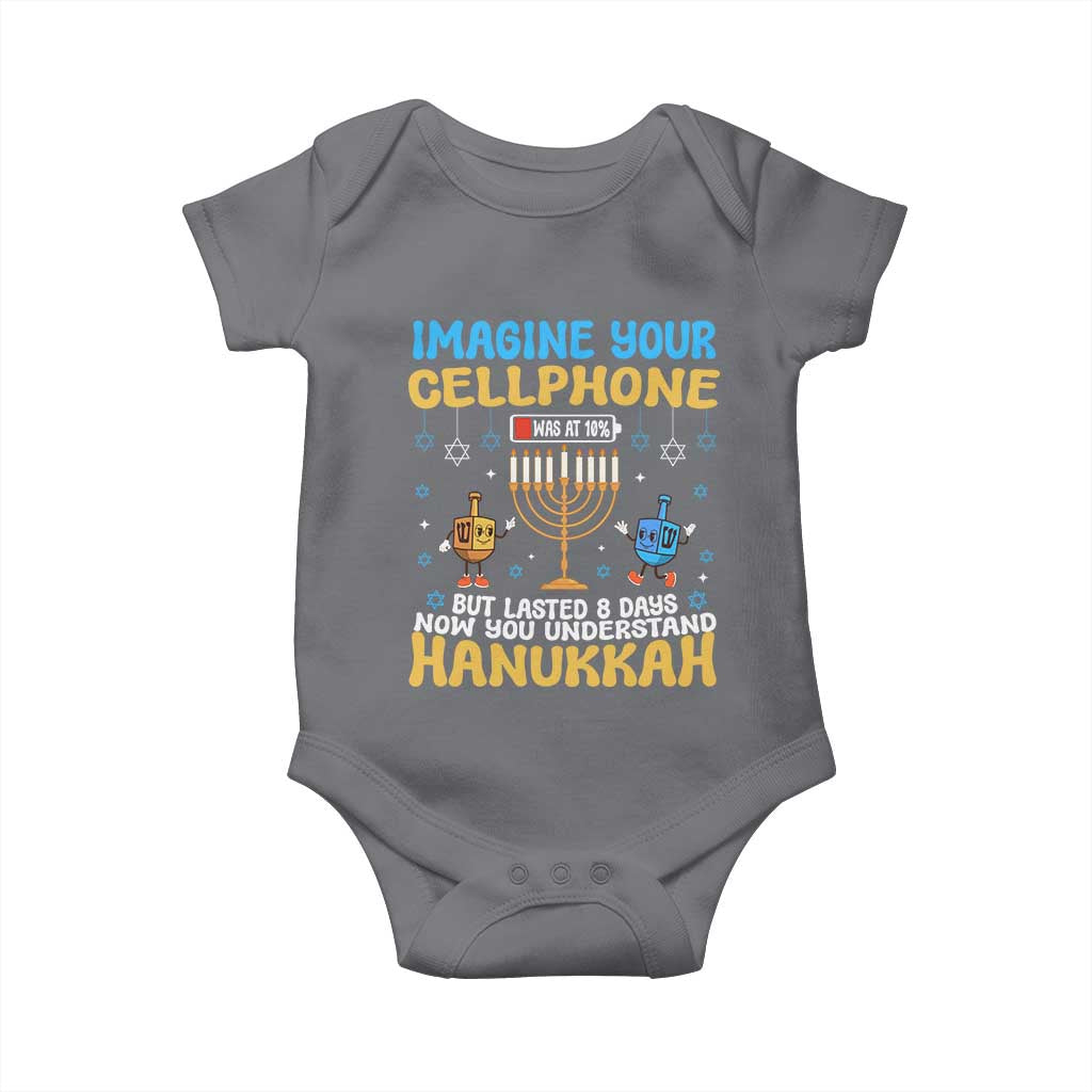 Funny Hanukkah Baby Onesie Imagine Cellphone Was At 10 Percent TS09 Charcoal Print Your Wear