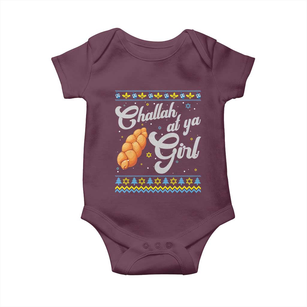 Funny Hanukkah Baby Onesie Challah At Ya Girl TS09 Maroon Print Your Wear