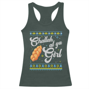 Funny Hanukkah Racerback Tank Top Challah At Ya Girl TS09 Dark Forest Green Print Your Wear