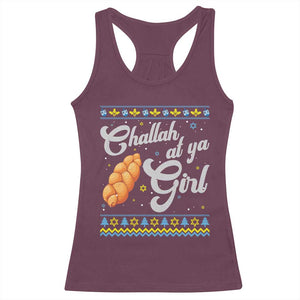 Funny Hanukkah Racerback Tank Top Challah At Ya Girl TS09 Maroon Print Your Wear