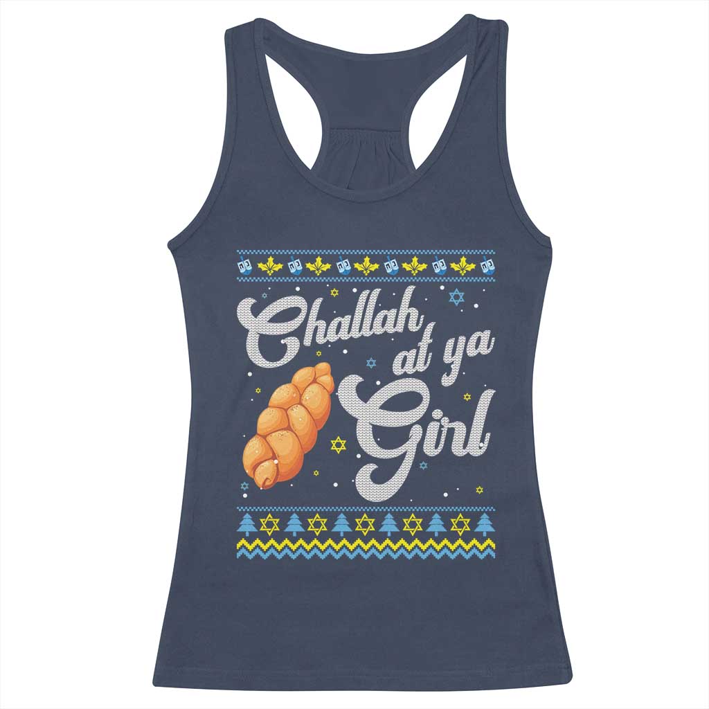 Funny Hanukkah Racerback Tank Top Challah At Ya Girl TS09 Navy Print Your Wear