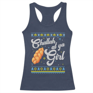 Funny Hanukkah Racerback Tank Top Challah At Ya Girl TS09 Navy Print Your Wear