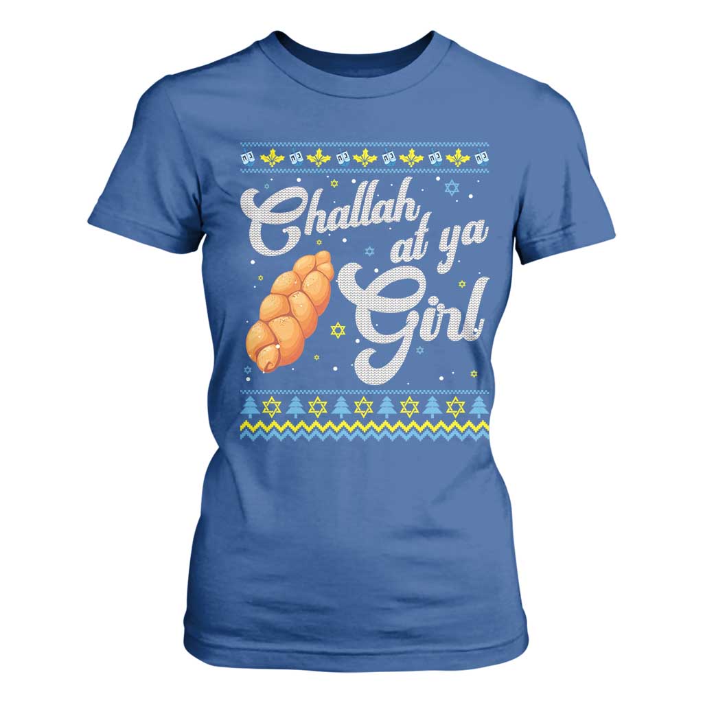 Funny Hanukkah T Shirt For Women Challah At Ya Girl TS09 Royal Blue Print Your Wear