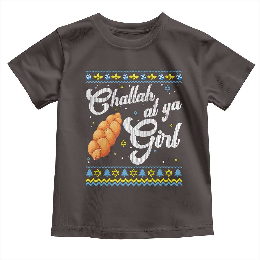 Funny Hanukkah Toddler T Shirt Challah At Ya Girl TS09 Dark Chocolate Print Your Wear