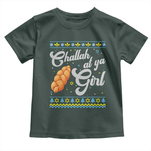 Funny Hanukkah Toddler T Shirt Challah At Ya Girl TS09 Dark Forest Green Print Your Wear