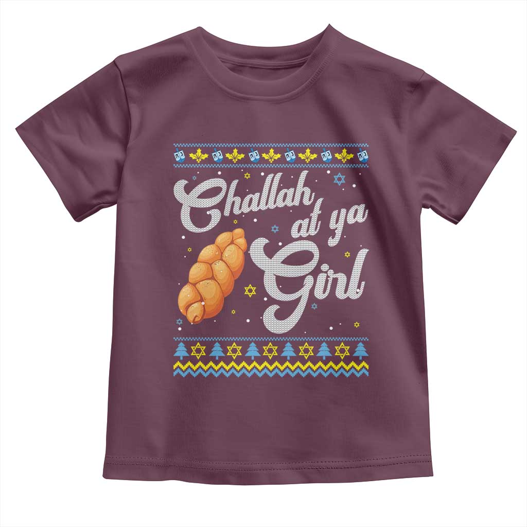 Funny Hanukkah Toddler T Shirt Challah At Ya Girl TS09 Maroon Print Your Wear