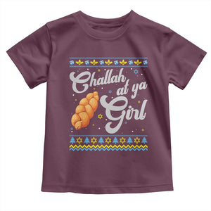 Funny Hanukkah Toddler T Shirt Challah At Ya Girl TS09 Maroon Print Your Wear