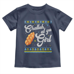 Funny Hanukkah Toddler T Shirt Challah At Ya Girl TS09 Navy Print Your Wear