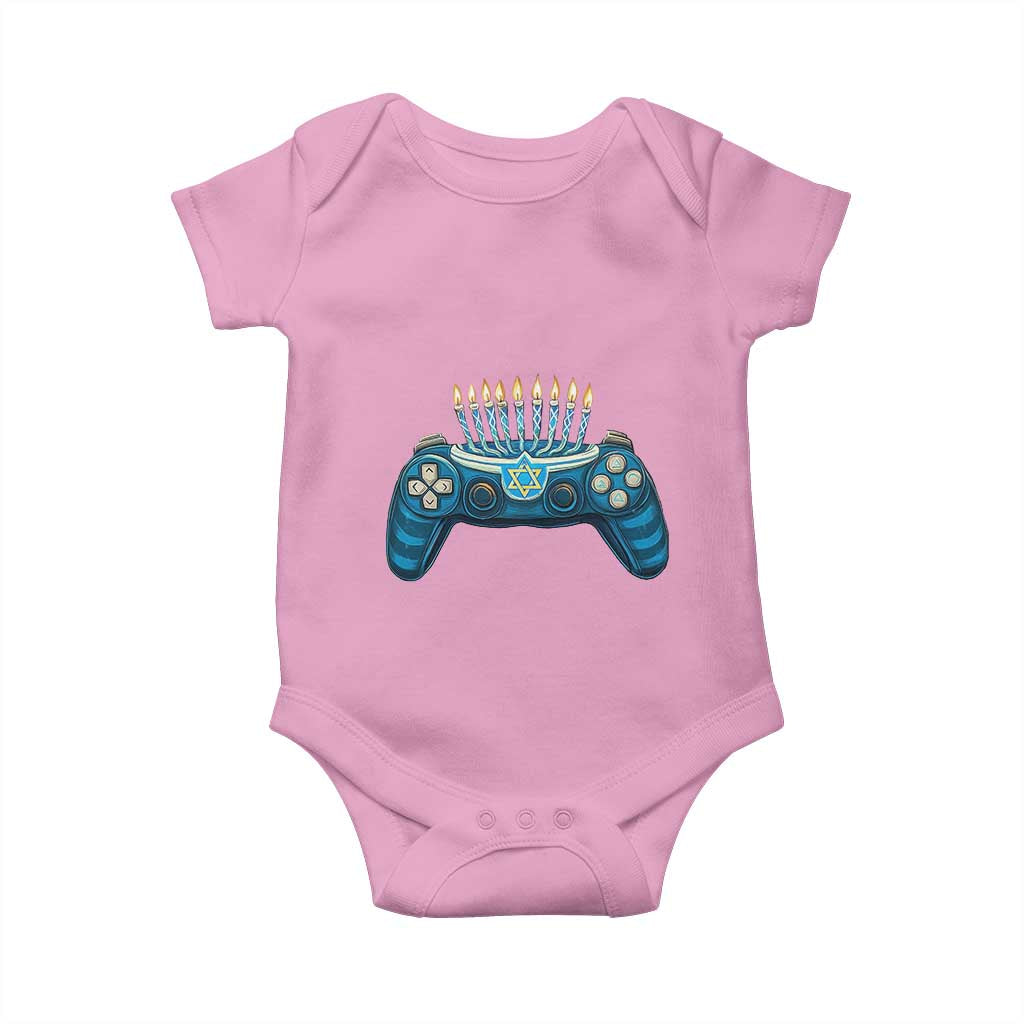 Funny Hanukkah Gamer Gaming Baby Onesie TS09 Light Pink Print Your Wear