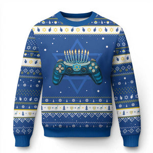 Funny Gamer Gaming Hanukkah Ugly Sweater TS09 Blue White Print Your Wear
