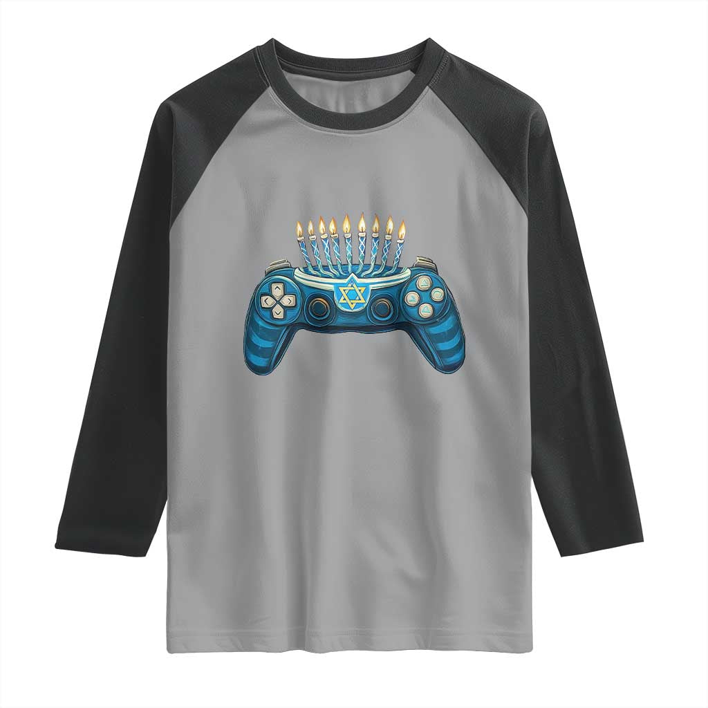 Funny Hanukkah Gamer Gaming Raglan Shirt TS09 Sport Gray Black Print Your Wear