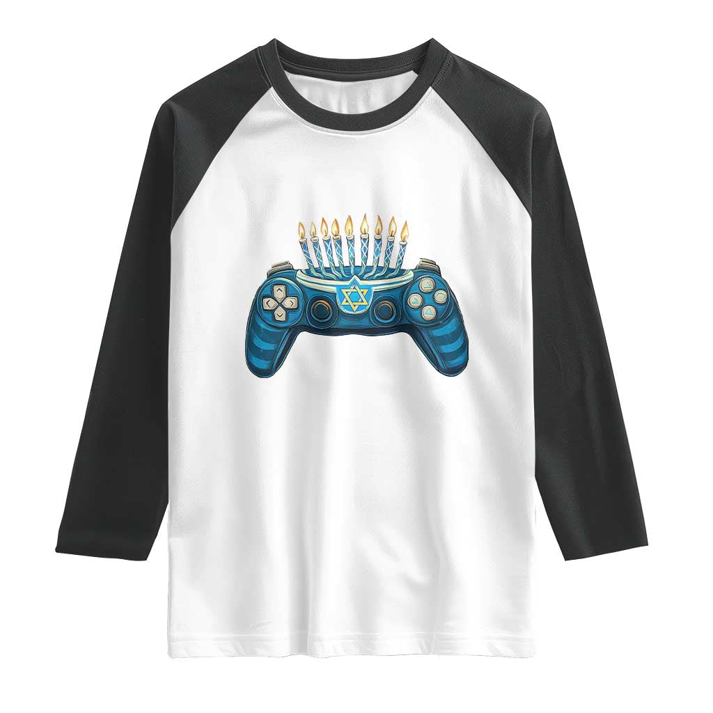 Funny Hanukkah Gamer Gaming Raglan Shirt TS09 White Black Print Your Wear