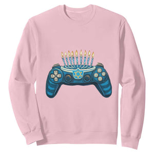Funny Hanukkah Gamer Gaming Sweatshirt TS09 Light Pink Print Your Wear