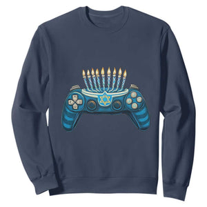 Funny Hanukkah Gamer Gaming Sweatshirt TS09 Navy Print Your Wear