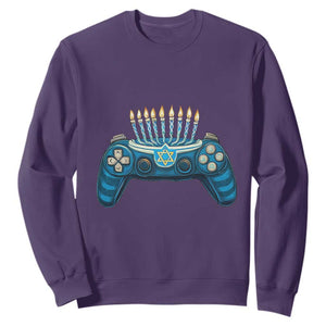 Funny Hanukkah Gamer Gaming Sweatshirt TS09 Purple Print Your Wear