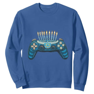 Funny Hanukkah Gamer Gaming Sweatshirt TS09 Royal Blue Print Your Wear