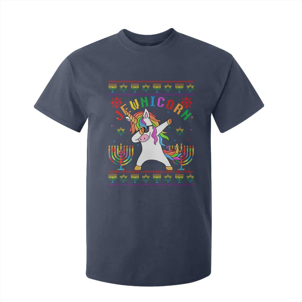 Funny Hanukkah T Shirt For Kid Jewnicorn Jewish Unicorn Rainbow TS09 Navy Print Your Wear